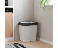 Dviguba šiukšliadėžė, baltos spalvos, 2x25l