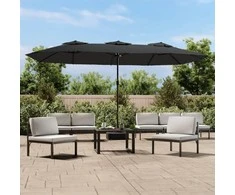 Dvigubas sodo skėtis nuo saulės su LED, antracito, 449x245cm