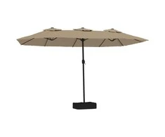 Dvigubas sodo skėtis nuo saulės su LED, taupe, 449x245cm