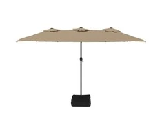 Dvigubas sodo skėtis nuo saulės su LED, taupe, 449x245cm