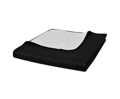 Dvipusis dygsniuotas lovos užtiesalas juodas/baltas 170 x 210 cm