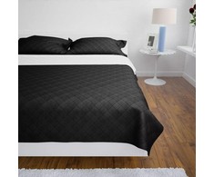 Dvipusis dygsniuotas lovos užtiesalas juodas/baltas 230 x 260 cm