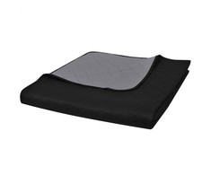 Dvipusis dygsniuotas lovos užtiesalas juodas/pilkas 170 x 210 cm