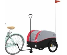 Dviračio priekaba, juodos ir raudonos spalvos, 45kg, geležis