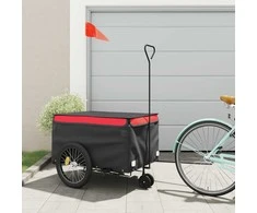 Dviračio priekaba, juodos ir raudonos spalvos, 45kg, geležis