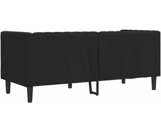 Dvivietė chesterfield sofa, juodos spalvos, dirbtinė oda