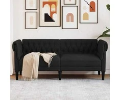 Dvivietė chesterfield sofa, juodos spalvos, audinys