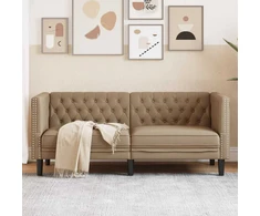 Dvivietė chesterfield sofa, kapučino spalvos, dirbtinė oda