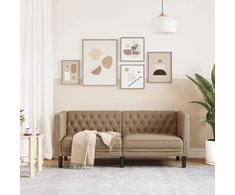 Dvivietė chesterfield sofa, kapučino spalvos, dirbtinė oda