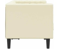 Dvivietė chesterfield sofa, kreminės spalvos, dirbtinė oda