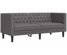Dvivietė chesterfield sofa, pilkos spalvos, dirbtinė oda
