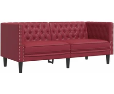 Dvivietė chesterfield sofa, raudonojo vyno sp., dirbtinė oda