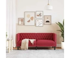 Dvivietė chesterfield sofa, raudonojo vyno sp., dirbtinė oda