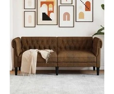 Dvivietė chesterfield sofa, rudos spalvos, audinys