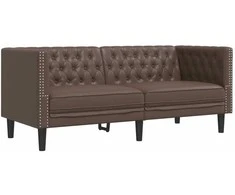 Dvivietė chesterfield sofa, rudos spalvos, dirbtinė oda