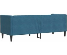 Dvivietė chesterfield sofa su pagalvėlėmis, mėlyna, aksomas