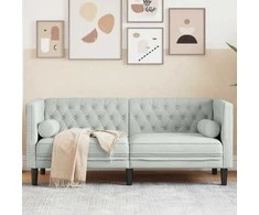 Dvivietė chesterfield sofa su pagalvėlėmis, pilka, aksomas