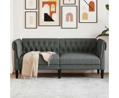 Dvivietė chesterfield sofa, tamsiai pilkos spalvos, audinys