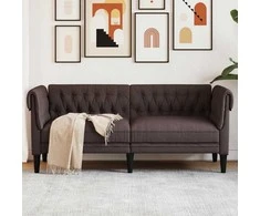 Dvivietė chesterfield sofa, tamsiai rudos spalvos, audinys