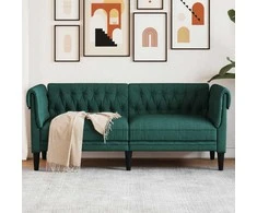 Dvivietė chesterfield sofa, tamsiai žalios spalvos, audinys