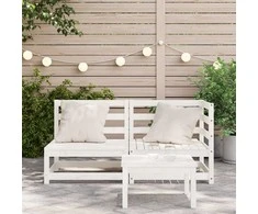 Dvivietė sodo sofa, baltos spalvos, pušies medienos masyvas