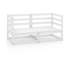 Dvivietė sodo sofa, baltos spalvos, pušies medienos masyvas