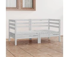 Dvivietė sodo sofa, baltos spalvos, pušies medienos masyvas
