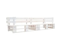 Dvivietė sodo sofa iš palečių, baltos spalvos, mediena