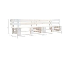 Dvivietė sodo sofa iš palečių, baltos spalvos, mediena