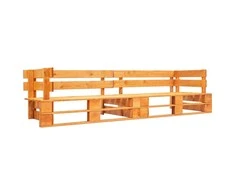 Dvivietė sodo sofa iš palečių, medaus rudos spalvos, mediena