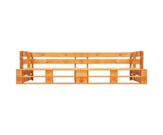 Dvivietė sodo sofa iš palečių, medaus rudos spalvos, mediena