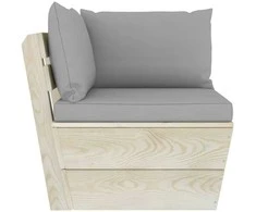 Lauko baldų komplektas Dvivietė sodo sofa iš palečių su pagalvėlėmis, eglės mediena