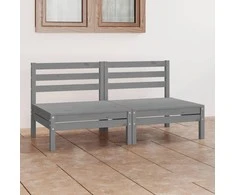Dvivietė sodo sofa, pilka, pušies medienos masyvas (806589)