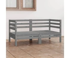 Dvivietė sodo sofa, pilkos spalvos, pušies medienos masyvas