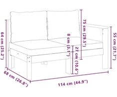 Dvivietė sodo sofa su 1 porankiu, akacijos medienos masyvas
