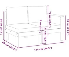 Dvivietė sodo sofa su 1 porankiu, akacijos medienos masyvas