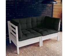 Dvivietė sodo sofa su antracito pagalvėlėmis, pušies masyvas