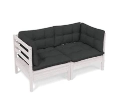 Dvivietė sodo sofa su antracito pagalvėlėmis, pušies masyvas