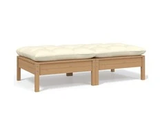 Dvivietė sodo sofa su kreminėmis pagalvėlėmis, pušies masyvas