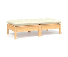 Dvivietė sodo sofa su kreminėmis pagalvėlėmis, pušies masyvas