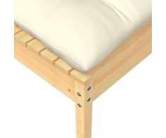 Dvivietė sodo sofa su kreminėmis pagalvėlėmis, pušies masyvas