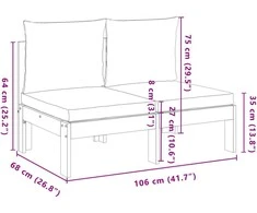 Dvivietė sodo sofa su pagalvėlėmis, akacijos medienos masyvas