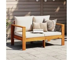 Dvivietė sodo sofa su pagalvėlėmis, akacijos medienos masyvas