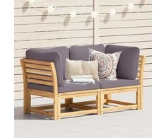 Dvivietė sodo sofa su pagalvėlėmis, akacijos medienos masyvas