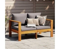Dvivietė sodo sofa su pagalvėlėmis, akacijos medienos masyvas