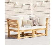 Dvivietė sodo sofa su pagalvėlėmis, akacijos medienos masyvas