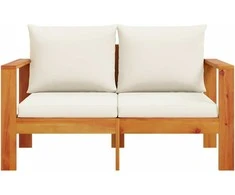 Dvivietė sodo sofa su pagalvėlėmis, akacijos medienos masyvas