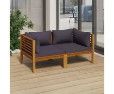 Dvivietė sodo sofa su pagalvėlėmis, akacijos medienos masyvas