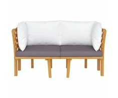Dvivietė sodo sofa su pagalvėlėmis, akacijos medienos masyvas