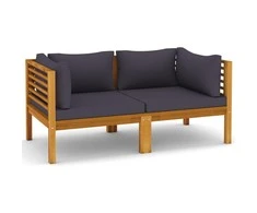 Dvivietė sodo sofa su pagalvėlėmis, akacijos medienos masyvas